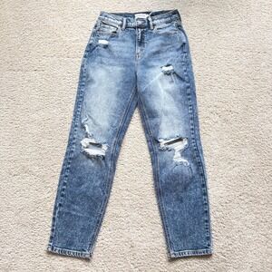 Cello Distressed Ombre Boyfriend Jeans‎ Size 3 Juniors Blue Denim Ripped Y2K